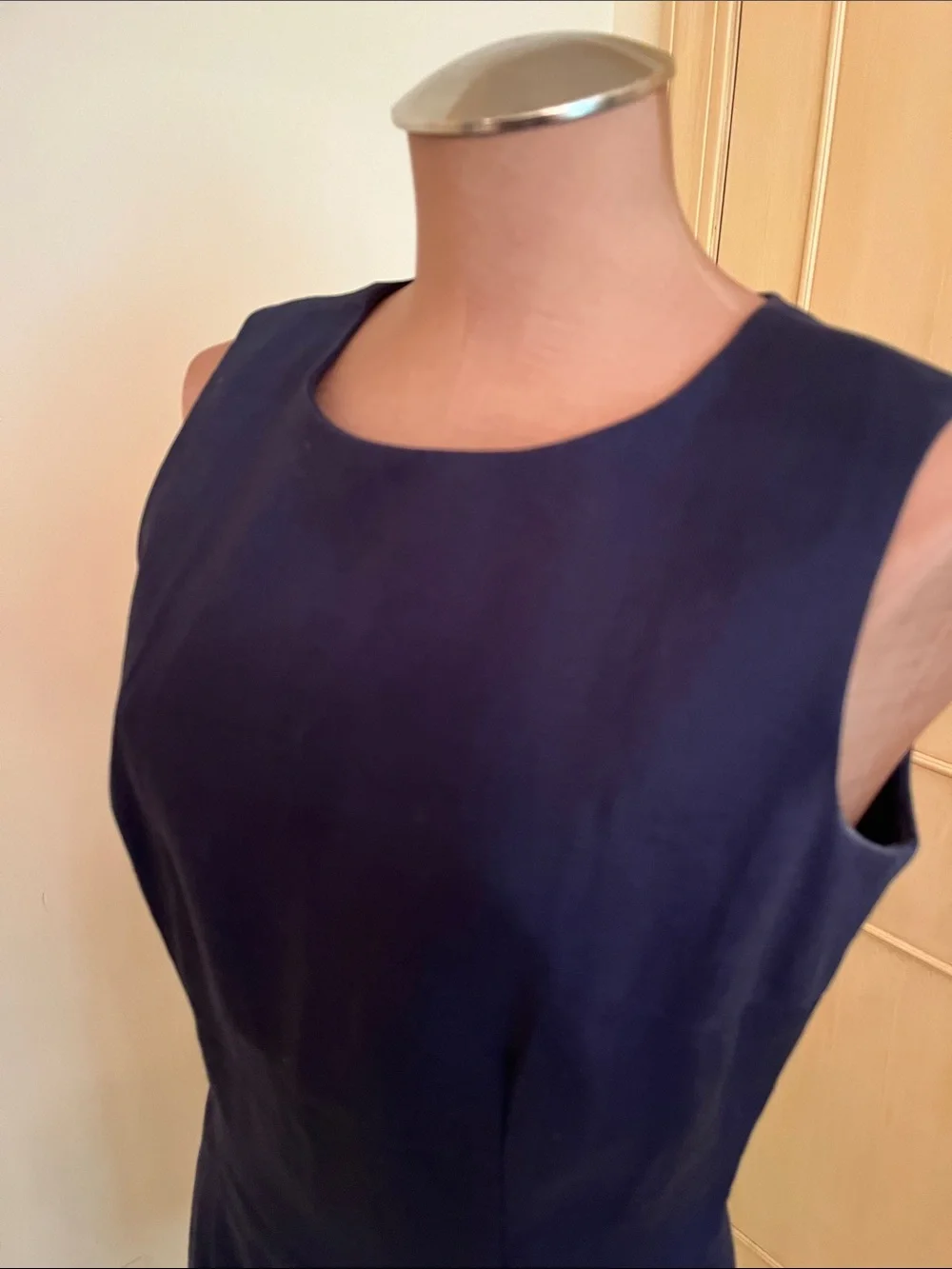 TALBOTS VINTAGE Career Classic 100% Linen Sleeveless Navy Sheath Dress SZ 8